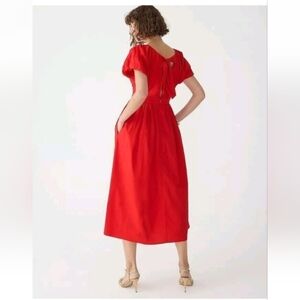 NWT J.CREW Cecily puff sleeve Dress Cotton in Red sz 24